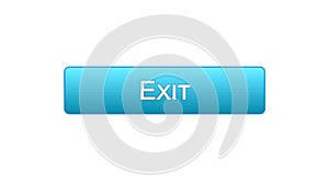 Exit web interface button blue color, application log-out, internet design