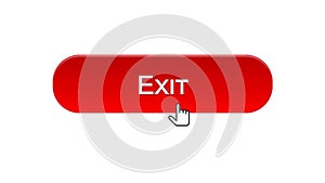 Exit web interface button clicked with mouse cursor, red color, log-out