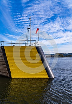 Exiting Lock and Dam No 11 on Upper Mississippi River near Dubuque