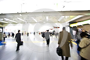 Exiting Train station people