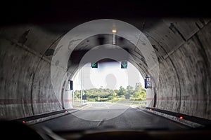 exiting from the tunnel while driving