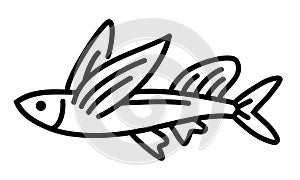 Exocoetidae. Flying fish icon vector.