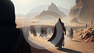 Exodus, Moses crossing the desert with the Israelites, escape from the Egyptians photo