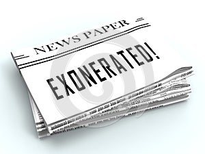 Exonerated Newspaper Showing Criminal Investigation Dismissed Or Defendant Let Off 3d Illustration