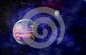 Exoplanet in deep space.