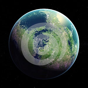 Exoplanet rendering. 3d illustration poster.