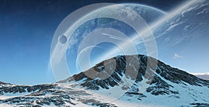 Exoplanets in space 3D rendering elements of this image furnishe