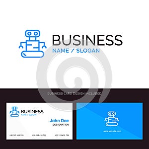 Exoskeleton, Robot, Space Blue Business logo and Business Card Template. Front and Back Design