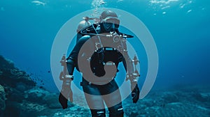 An exoskeleton suit designed for underwater use allowing divers to stay submerged for longer periods of time and move