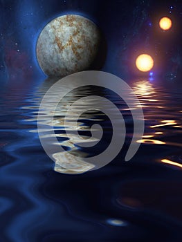 Exosolar Planets Rise over still waters