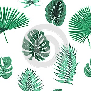 Exot tropical green leaves seamless pattern float