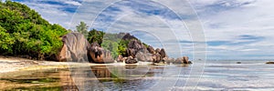 Exotic beach in Seychelles, La Digue island,