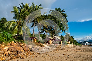 Exotic beach in Sumbawa with beach front restaurant