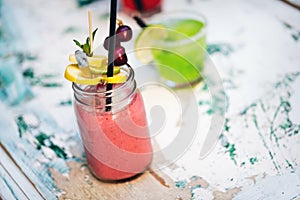 Exotic cocktails, fresh cold alcohol drinks at summer