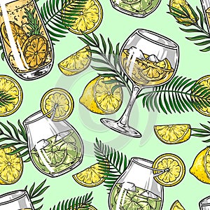 Exotic cocktails seamless pattern colorful