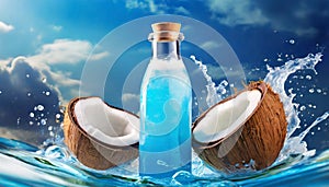 Exotic Coconut Liquid In Sky-blue Bottle - Ethical, Natural, And Exhilarating