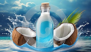 Exotic Coconut Liquid In Sky-blue Bottle - Ethical, Natural, And Exhilarating