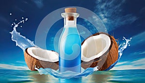 Exotic Coconut Liquid In Sky-blue Bottle - Ethical, Natural, And Exhilarating