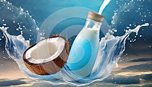 Exotic Coconut Liquid In Sky-blue Bottle - Ethical, Natural, And Exhilarating
