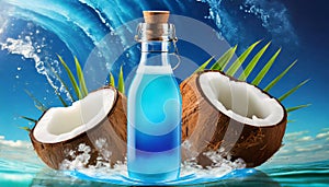 Exotic Coconut Liquid In Sky-blue Bottle - Ethical, Natural, And Exhilarating