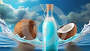 Exotic Coconut Liquid In Sky-blue Bottle - Ethical, Natural, And Exhilarating