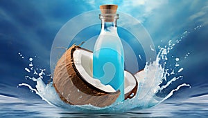 Exotic Coconut Liquid In Sky-blue Bottle - Ethical, Natural, And Exhilarating