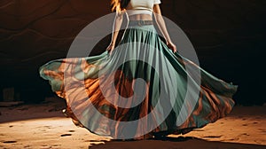 Exotic Desert Vibes: Stunning Maxi Skirt In Light Teal And Dark Amber