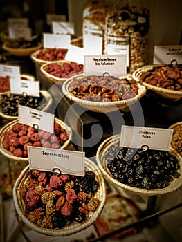 Exotic dried berries with tags