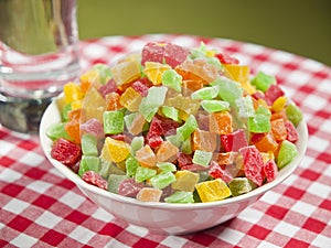 Exotic dried fruit in a bowl