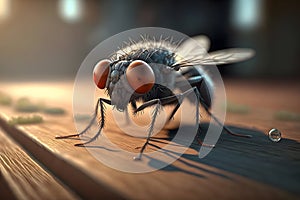 Exotic Drosophila Fruit Fly Diptera closeup. Neural network AI generated