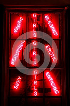 Exotic Enticing Erotic Girls Red Neon Sign