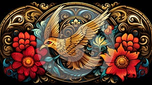 Exotic floral and bird wall art, perfect for enhancing home decor and interior design aesthetics