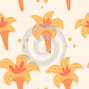 Exotic flower blooms seamless pattern