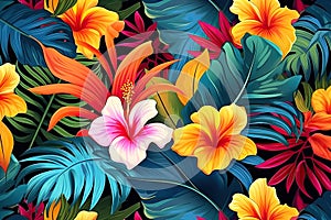 exotic flower pattern background illustration