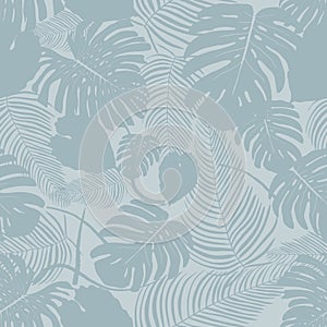 Exotic foliage vector grey background