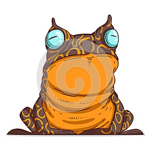 An Exotic Frog, isolated vector illustration. Cartoon picture of a calm tropic toad sitting. Drawn animal sticker photo