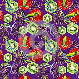 Exotic frog red-eyed pattern in a watercolor style.