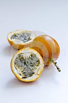 Exotic fruit of grenadilla on white background