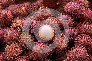 Exotic fruit rambutan hairy with hairy skin