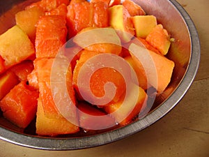 Exotic fruit salad, papaya