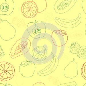 Exotic fruit seamless pattern