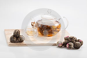 Exotic green tea glass teapot