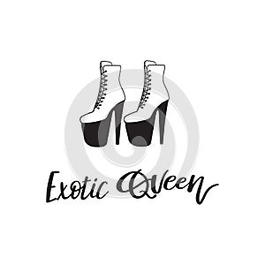 Exotic high heels dance lettering and element