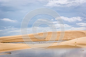 Exotic landscape in northern Brazil - natural pool, dunes, clouds