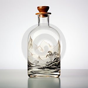 Exotic Landscapes: A Captivating Bottle Artwork With Mountains