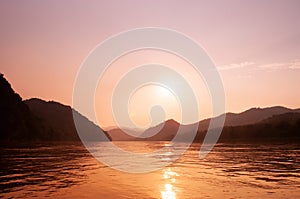 Exotic Mae khong river sunset in Luang Prabang - Laos