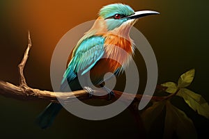 Exotic Motmot bird fullbody. Generate Ai