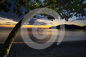 Exotic Padar beach landscape at sunrise time