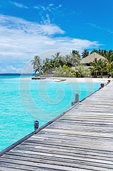 Exotic paradise Maldive resort lagoon bay view