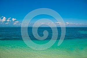 Exotic Paradise. Tropical Resort. Caribbean sea Jetty near Cancun. Mexico beach tropical